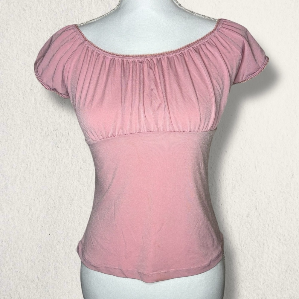 Vintage Y2K pink milkmaid top size small